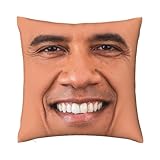 Tonaro Obama Funny Face Throw Pillow Cover Cozy Square Throw Pillow Case Home Decoration for Bed Couch Sofa Living Room Cushion Case 18X18 inch, One Size