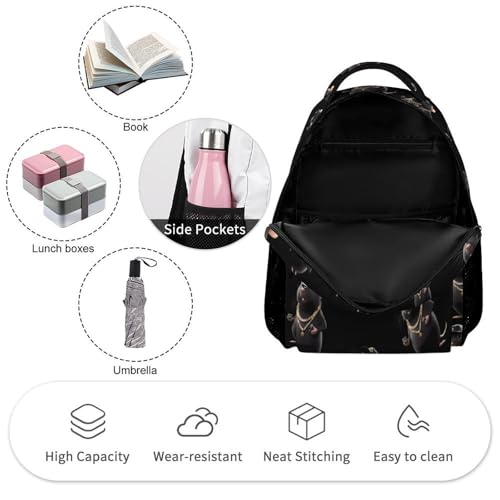 Black Rat with Hat Dice Travel Backpack Casual Daypack Shoulder Bag with Adjustable Shoulder Straps3