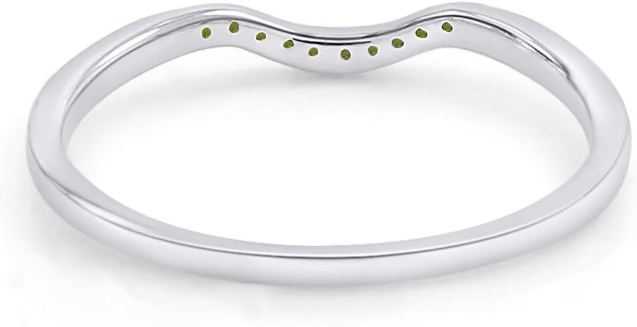 AFFY Round Cut Simulated Peridot Curved Wedding Band Ring in 14k Gold Over Sterling Silver