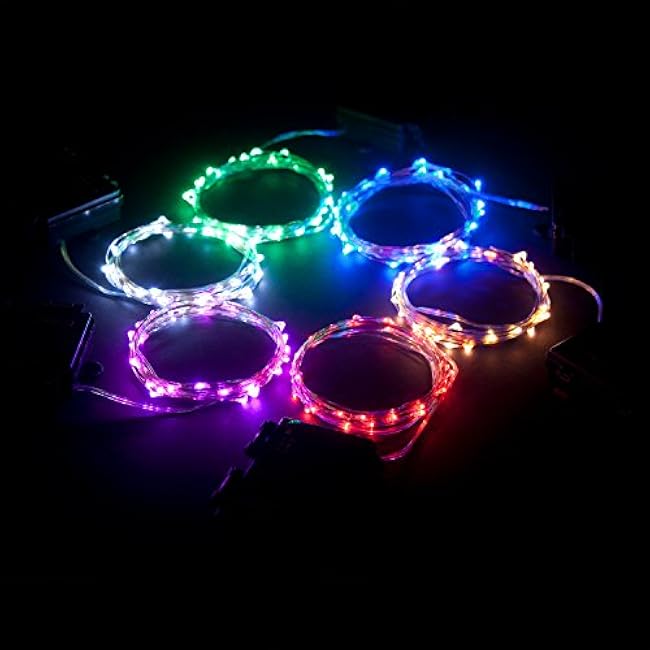 60 LEDs Cold White Color String Lights Silver Wire Indoor and Outdoor 20 Feet Firefly Starry Fairy Lights Battery Powered for DIY, Christmas, Holidays, Party, Bedroom and Centerpieces