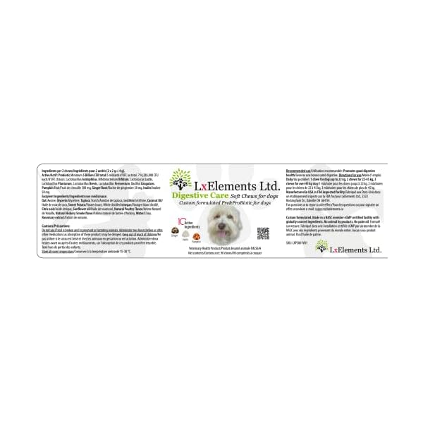 LxElements Ltd. Digestive Care probiotic with prebiotic veterinary soft chews for dogs | Complete fast acting dog probiotic | VHP 10 active ingredients | Gut health, upset stomach, immune system, digestion issues | 90 chews | Only 1 chew per day for dogs less than 49 lb LxElements Ltd. Digestive Care probiotic with prebiotic veterinary soft chews for dogs | Complete fast acting dog probiotic | VHP 10 active ingredients | Gut health, upset stomach, immune system, digestion issues | 90 chews | Only 1 chew per day for dogs less than 49 lb