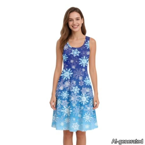 Image of Dreaweet Casual Sleeveless Dresses for Women Girls, Round Neck Tank Dresses with Pockets Summer Sundress Size XS-4XL