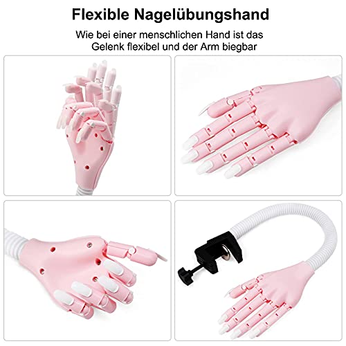 Flexibel Nagel übungshand mit 400pcs Ersatznägel, Professionelles übungsmodell Nägel Übungshände Training Hand… – Bild 4