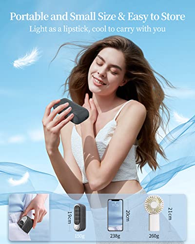 Ranvoo L20 Handheld Portable Fan, Dual Bladeless Small Fan 3000 Mah Rechargeable Operated Personal Fan 10 Working Hours Mini Fan Wind Speed 4.5M/S Cooling For Kids, Girls, Home, Office, Outdoor #TOP3