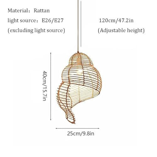 Lámpara de jaula de ratán colgante de 25cm ajustable para techo 7