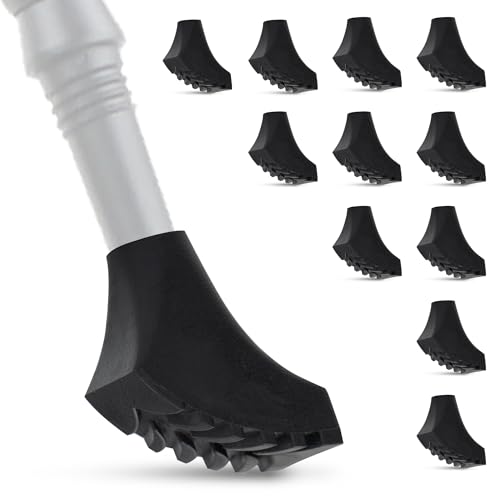 ECENCE 12 Piezas Puntas de Goma Bastones Senderismo Palos Trekking Bastones para Marcha Nordica Palos Senderismo Tacos de Goma para Bastones Trekking Puntas Bastones Antideslizantes Terreno