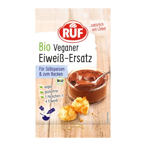 RUF Bio Veganer Eiweiß-Ersatz, pflanzliche Alternative zu Eiweiß, veganes & glutenfreies Ei-Ersatz Pulver, Eiweiß-Pulver zum Kochen & Backen, 1 x 20g