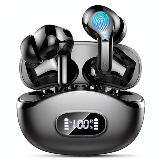 Wireless Earbuds, 48Hrs 2026 Bluetooth Headphones, Hi-Fi Stereo Deep Bass Ear Buds, ENC Noise Cancelling Mic, Clear Calls, IP-X7 Waterproof, USB Sport Earphones in Ear for Phones Laptop Pad, Black