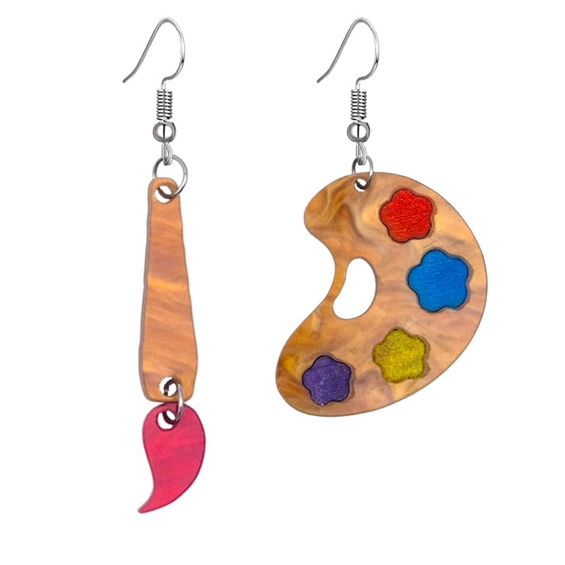 MALOYANVE Artist Paint Brush Earrings for Women Wooden Elegant Art Artist color Palette Dangle Drop Earrings Suitable For Artist Holiday Party Gifts