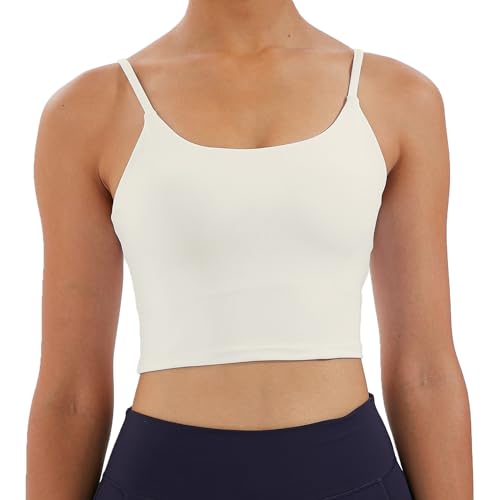 Image of Women's Strappy Stretch Sports Bra Longline Yoga Tank Top Fitness Bra Workout Camisole Crop Tops for Teen Girl
