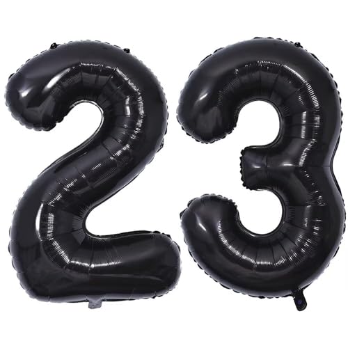 بالون برقم 23/32 قابل للنفخ بالهيليوم لزينة عيد الميلاد والحفلات، متوفرة من 0 إلي 90 من فثوفيوا، مقاس 101 سم، لون أسود