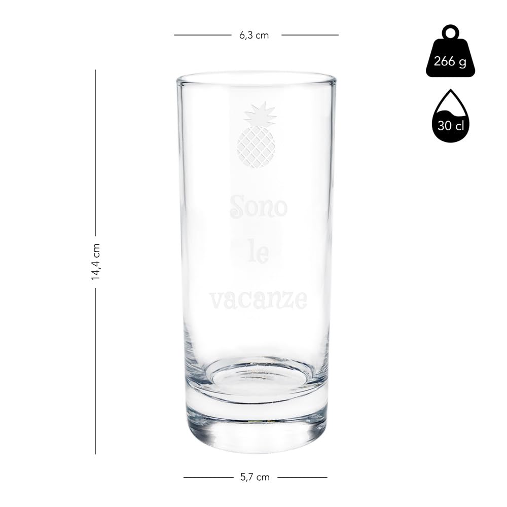 Bicchiere Highball In Vetro Inciso Personalizzato - Regalo Di Natale Personalizzabile