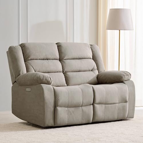Image of Home Centre | Cairo NXT Fabric 2-Seater Electric Recliner | Recliner Sofa for Living Room | Solid Wood | Beige | 1 Year Warranty