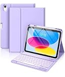 Vobafe Keyboard Case for iPad A16 11th Generation 2025/10th Generation 2022(11/10.9 inch), 7 Colors Backlit Detachable Folio Keyboard Cover with Pencil Holder for iPad 11/10 Gen, UK Layout, Lavender