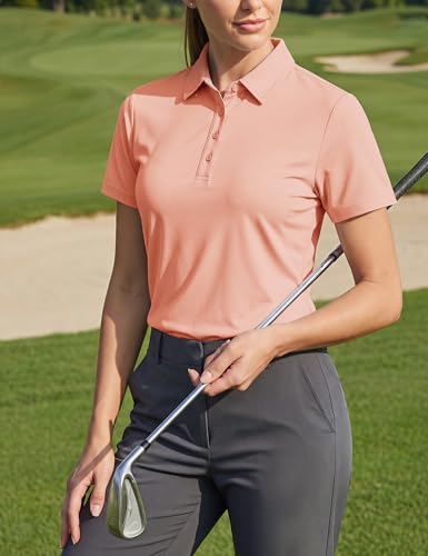 Image of TACVASEN Women's Golf Polo Shirts Short Sleeve UPF 50+ Sun Protection Golf Shirts for Women Quick Dry Collared Polos