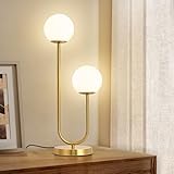 Kardleen Mid Century Modern U-Shape Table Lamp, 2-Globe Bedside Lamp with LED G9 Light Source - Ideal for Bedroom & Office