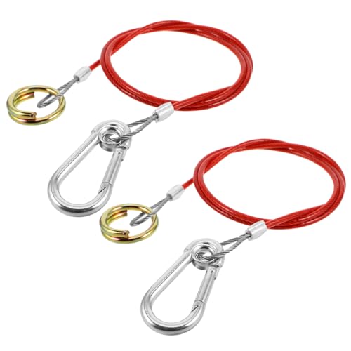 Cabilock 2 Pack Trailer Breakaway Cable Safety Cable Tow Chain 1m x 3mm Red Heavy Duty for Car Rv