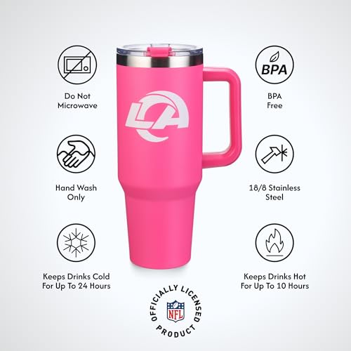 Image of The Memory Company Officially Licensed NFL - Los Angeles Rams 40oz Pink Game Day Tumbler with Team Logo