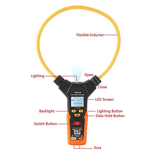 Ac Flexible Clamp Multimeter,Jadpes High Precision Digital Multimeter Handheld Flexible Ac 3000A Clamp Meter Resistance Frequency Tester Current Multimeter With Lcd Display(Pm2019S) #TOP4