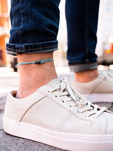 Made by Nami Surfer Anklet with Snap Hook Clasp Waterproof & Adjustable Thin String Ankle Bracelets for Women and Men Handmade Jewelry for Beach and Music Festival Accessories (Light Blue Black)3