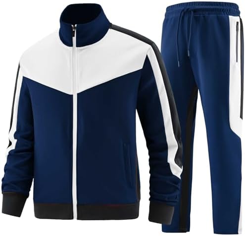 ANOTWENER Herren Trainingsanzüg Sets Lässig Jogginganzug Zweiteiler Fitness Sportanzug Lange Ärmel Voller Reißverschluss Hausanzug