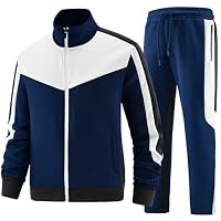 ANOTWENER Herren Trainingsanzüg Sets Lässig Jogginganzug Zweiteiler Fitness Sportanzug Lange Ärmel Voller Reißverschluss Hausanzug JW-249-2-M