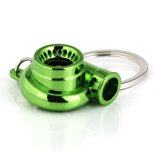 Image of maycom Creative Spinning New Turbo Turbocharger Keychain Key Chain Ring Keyring Keyfob (Anodized Green)