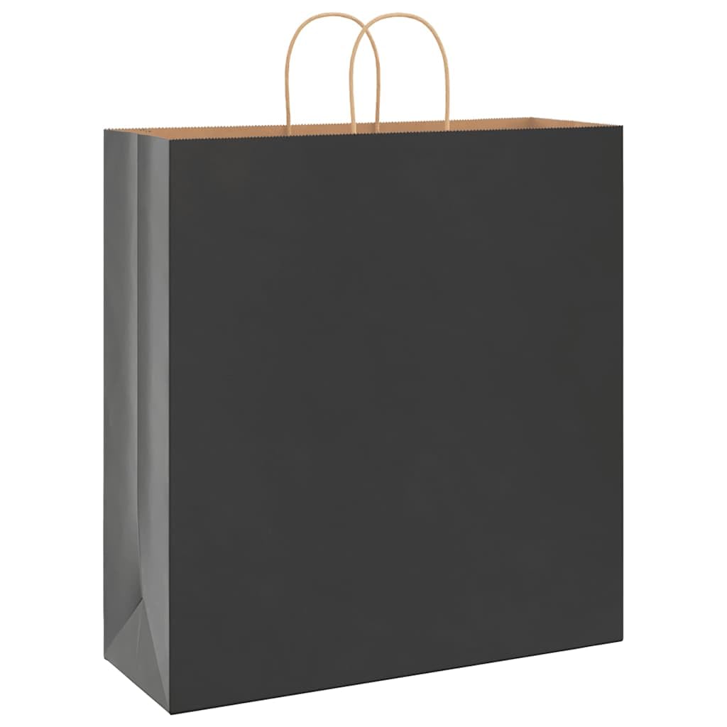250 sacchetti di carta nera, 45 x 17 x 48 cm, sacchetti regalo robusti con manico, in carta kraft, per shopping e asporto
