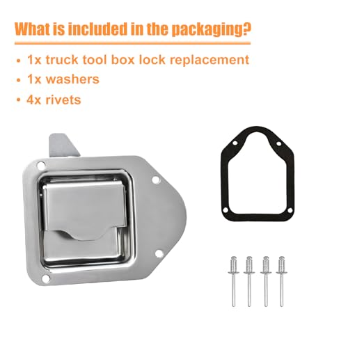 Image of Newace Truck Tool Box Latch Replacement,304 Stainless Steel Paddle Handle Lock Kit with Keys Accessories for Truck Bed Toolboxes, Trailer, UTV, Camper(1Pack Without Lock)
