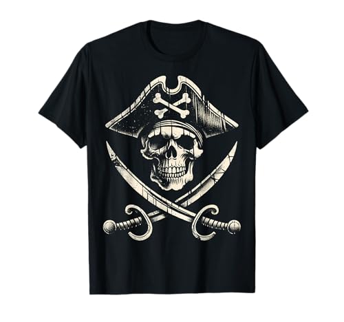 Vintage Pirate Skull Tee - Kids or Adults Swords and Skulls T-Shirt