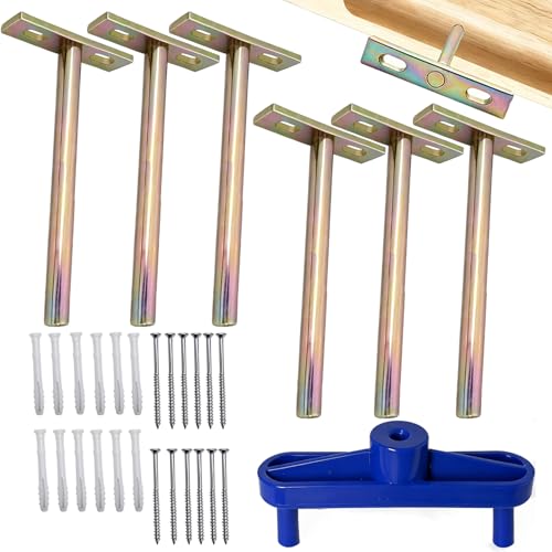 SESIDE 6 Stück Unsichtbare Schwebende Regalhalterungen unsichtbare Küchenregalhalterung Länge 12 5 cm 1cm Farbverzinkt 20kg Tragfähigkeit pro Halterpaar Mittellinien Lokalisator.