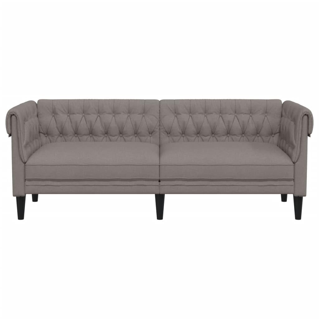 Chesterfield-Sofa 3-Sitzer Taupe Stoff Polstersofa mit Stützbeinen, Loungesofa Designsofa für Wohnzimmer, Couch Wohnzimmersofa