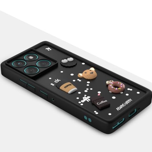 Image of Bintage Cute Fun Taddy Cartoon 3D Ball Bear Milk Donut Coffee Cup Silicon Case Full Body & Camera Protection Back Cover Compatible for Motorola Moto Edge 60 5G - Black