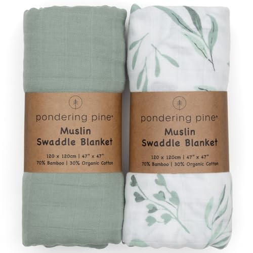 Organic Baby Muslin Swaddle Blankets for Boy or Girl -