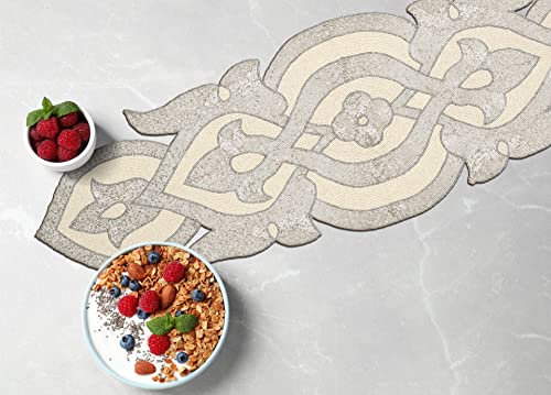 Beaded Table Runner 54 Inch, Silver Table Runner, Beaded Runner, Beaded Table Runner, Christmas Table Runner, Table Centerpieces For Dining Room, Rustic Farmhouse Table Décor - 16X54 Inch Infinity #TOP21