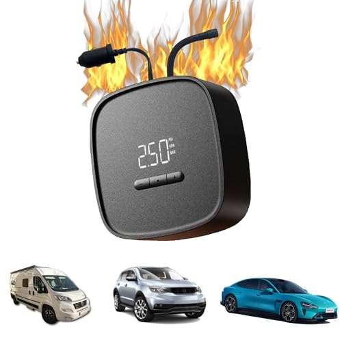 QICYCLE Ignífugo A1 Inflador Ruedas Coche, 12V Compresor Aire Portatil Coche con Manómetro Digital, Función Memoria y 2.9M Cable, Mini Compressore Portatile con Schrader Valvole para Coche
