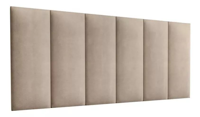 Cabeceira Estofada para Cama Casal, 140 cm x 45 cm, Bege, Design Moderno com Painéis Verticais