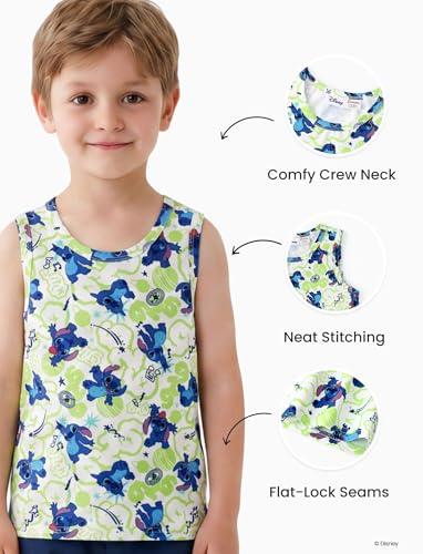 Image of Disney Marvel Spiderman Cars Stitch Star Wars Mickey Boy /Girl T-Shirt&Tank Top Set 2Pcs Short&Sleeveless Shirt Kid Cloth 2-9Y