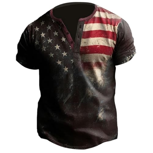 Patriotic Button Up Shirts for Men Retro USA American Flag 4th of July Golf Polo Shirt Dress Holiday T-Shirts2