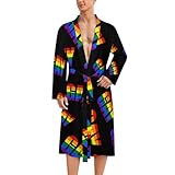 Gay Proud Rainbow LGBT Mens Bath Robe Lightweight Soft Bathrobe Knee Length Spa Sleepwear XL