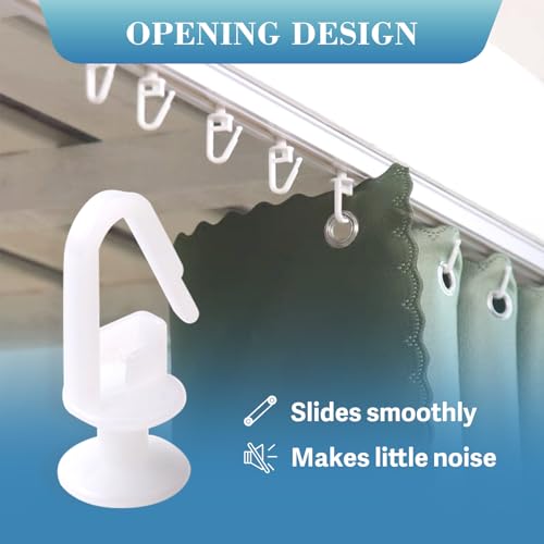 100 Stück 10mm Gardinenhaken Für Schienen, Universal Gardinengleiter Zum Einhängen, Kunststoff Vorhang Haken für Schiene, Gardinen Gleiter Zubehör für Duschvorhänge Fenstervorhänge Türvorhänge Caravan