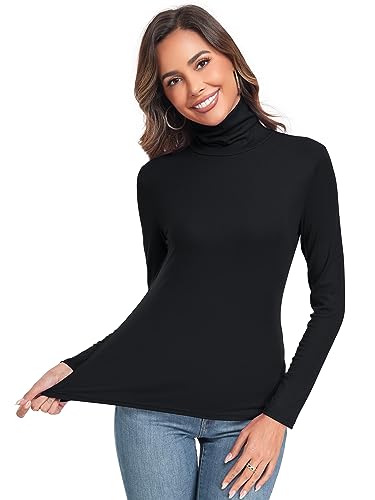 Women's Long Sleeve Casual Lightweight Turtleneck Top Slim Fit Thermal Active Layer Shirts4