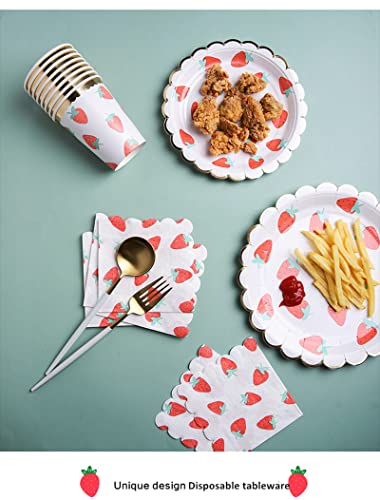 Maitianguyou Strawberry Plates Party Supplies,40-Count Berry Sweet Fruit Paper Plate Berry Sweet One Birthday Party Decorations For Wedding Baby Show Bbq(Strawberry 1#,7Inches) #TOP4