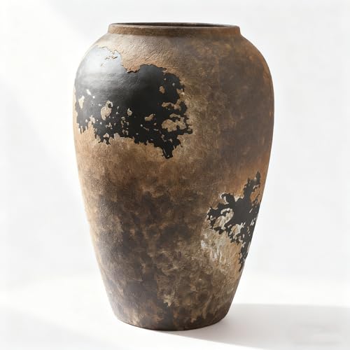 Ceramic Flower Vase 11 inch Tall Vase for Centerpieces Large Decorative Terracotta Vases Farmhouse Rustic Vases for Home Decor Living Room Table NeutralWaterproof.تحف ديكور مودرن زهرية