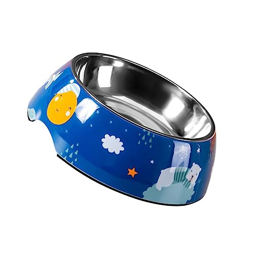 SUPVOX Large Capacity Stainless Steel Dog Bowl Wear-resistant Feeding Bowl for Puppy Household Pet Use Non-slip Design for Convenient Mealtime