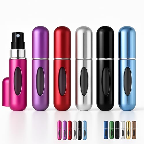 YUME 6 pezzi 5ml Atomizzatore Profumo Ricaricabile, Porta Profumo da Borsetta da Viaggio, Anti-Perdita, Ricaricabile, con Finestra di Visualizzazione (Pack 3)