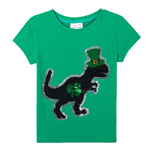 Image of St. Patrick's Day Shirt for Kids Flip Sequin Girls and Boys Green T-Shirt Clothing 4-12 Years