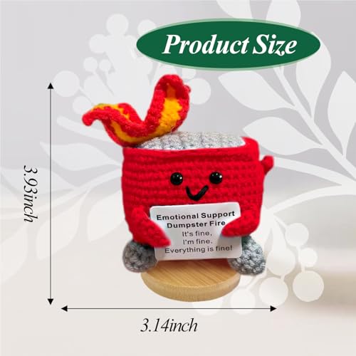 Image of Emotional Support Dumpster Fire - Positive Crochet Birthday Gifts for Women Men, Handmade Knitted Retirement Farewell Going Away Gifts for Friend Coworkers Chaos Coordinator Office Administrative Boss
