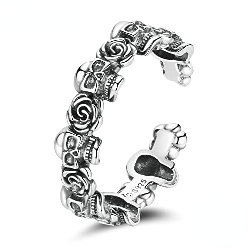 Bagues argent sterling 925 tête de mort bijoux ouverts hommes femmes