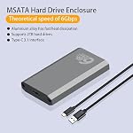 FINEANDENG USB à MSATA Boîte de disque dur à l'état solide USB3.1 Alliage en aluminium gris type C Mini Boîte de disque dur pour ordinateurs portables, Ordinateurs de bureau,MSATA Moteurs à semi-conducteur, etc.